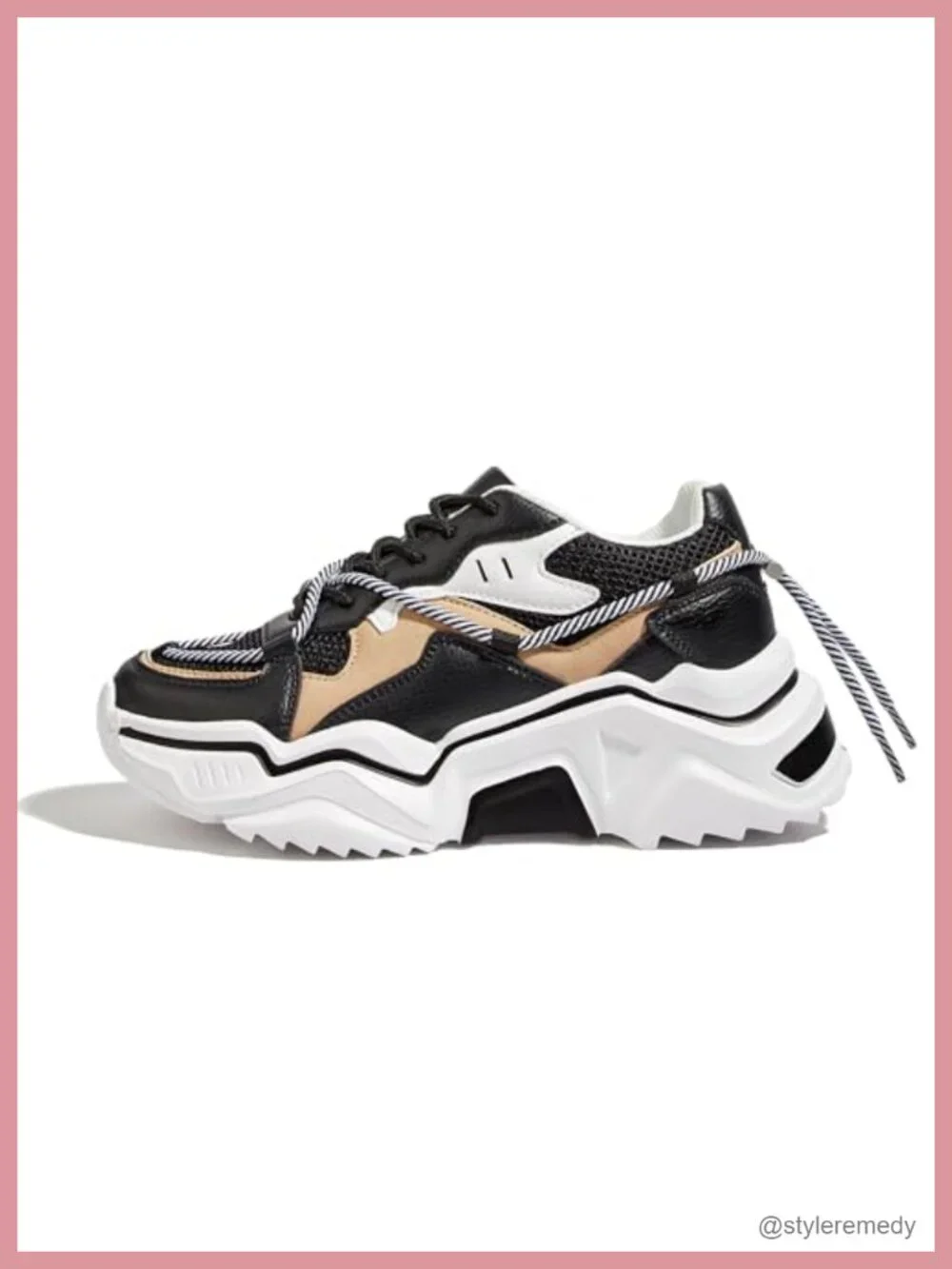 Women's Chunky Platform Dad Sneakers Lace-Up Walking Shoes Anti-Slip TPR